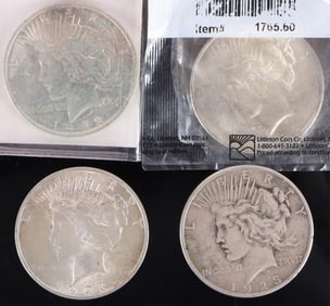 US PEACE SILVER DOLLARS 1922 & 1923 LOT OF FOUR