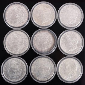 ASSORTED 90% SILVER MORGAN DOLLARS - (9)