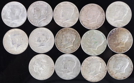 ASSORTED 90% SILVER KENNEDY HALF DOLLARS - (14)