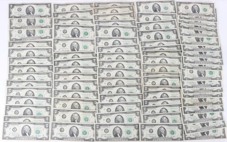 ASSORTED $2 SERIES 1976 JEFFERSON BANKNOTES - (80)