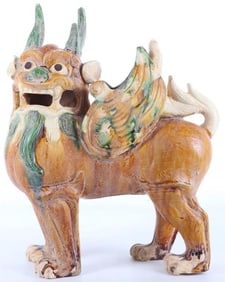 ANTIQUE CHINESE TANG SANCAI KIRIN DRAGON STATUE