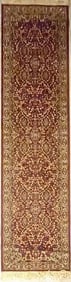 ANTIQUE ORNATE PERSIAN SILK RED RUNNER RUG