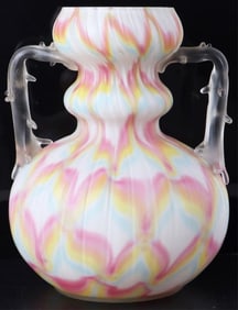 RAINBOW SLPATTER ART GLASS VICTORIAN JUG VASE