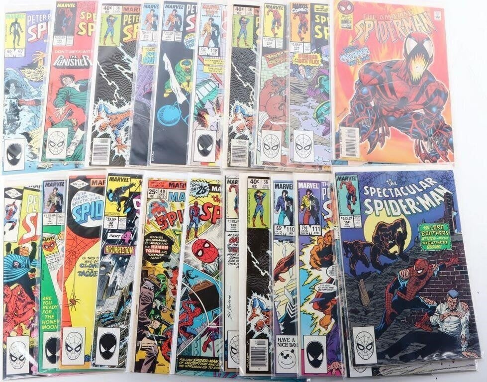 ASSORTED MARVEL SPIDER-MAN COMIC BOOKS - (23): Twenty-three assorted Amazing Spider-Man comic books. Highlights to include Peter Parker, The Spectacular Spider-Man #97, Peter Parker, The Spectacular Spider-Man #7, Peter Parker, The Spectacular Spi