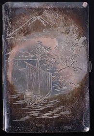 STERLING SILVER JAPANESE LANDSCAPE CIGARETTE CASE