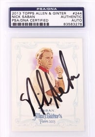 2013 TOPPS A&G NICK SABAN AUTOGRAPHED PSA/DNA CERT