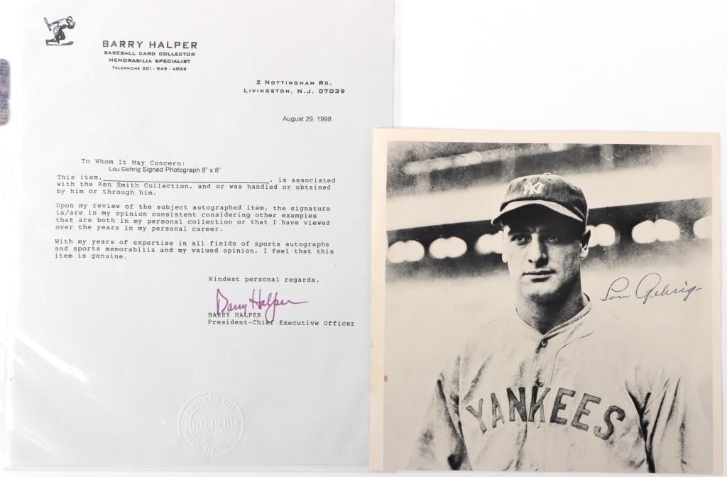 LOU GEHRIG SIGNED PHOTOGRAPH W/ COA BASEBALL (1 of 4)