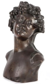 J. LAMBEAUX 'BUSTE DE BACCHANTE' CAST BRONZE BUST