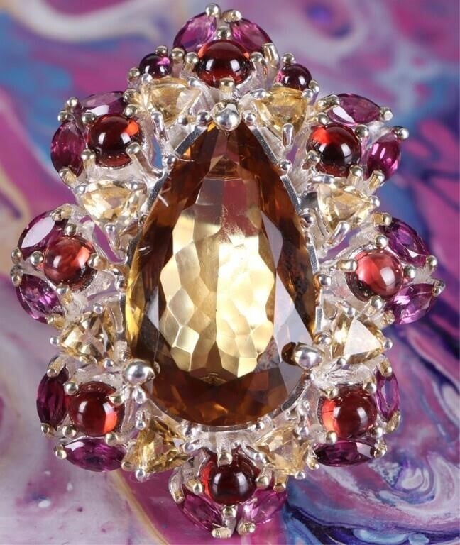 20CT YELLOW CITRINE QUARTZ STERLING SILVER RING (1 of 3)