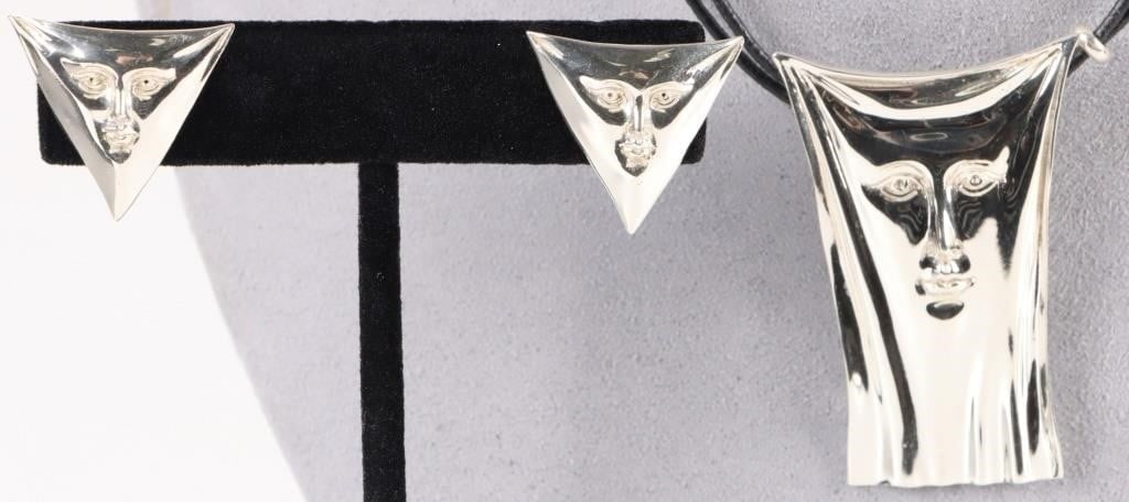 SIGNED SERGIO BUSTAMANTE 925 PENDANT & EARRING SET (1 of 5)