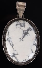 NAVAJO WHITE BUFFALO TURQUOISE STERLING PENDANT