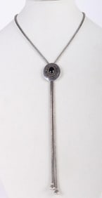 STERLING SILVER BLACK AGATE BOLO TIE