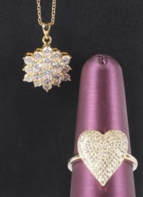 FZN GOLD-TONE STERLING NECKLACE & RING LOT