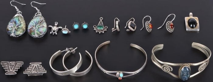 SW STERLING SILVER EARRINGS BRACELETS PENDANTS--12
