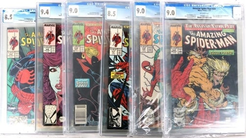 AMAZING SPIDER MAN LATE 80'S LOT OF 6 CGC GRADED