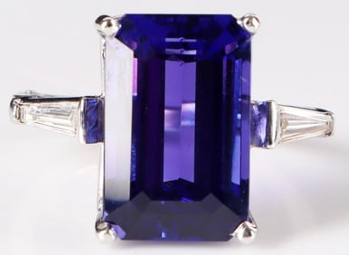 15.15CT VIOLET TANZANITE 18K WHITE GOLD RING W IGI