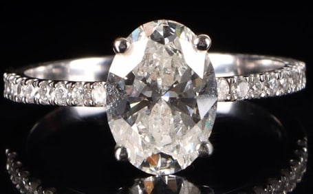 2.08CT VS1 CENTER DIAMOND 18K WHITE GOLD RING