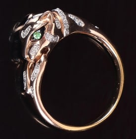 14K YELLOW GOLD C. DIOPSIDE DIAMOND PANTHERA RING