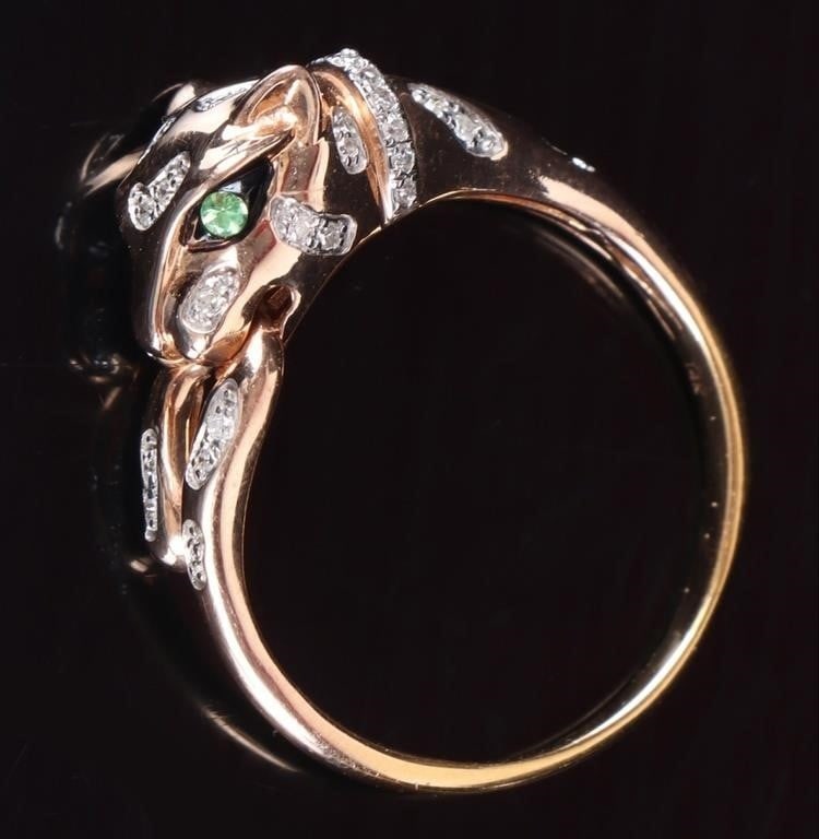 14K YELLOW GOLD C. DIOPSIDE DIAMOND PANTHERA RING (1 of 4)