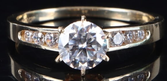 14K YELLOW GOLD 1CT MOISSANITE LADIES RING