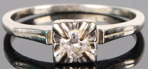 0.20CT NATURAL DIAMOND 14K WHITE GOLD RING