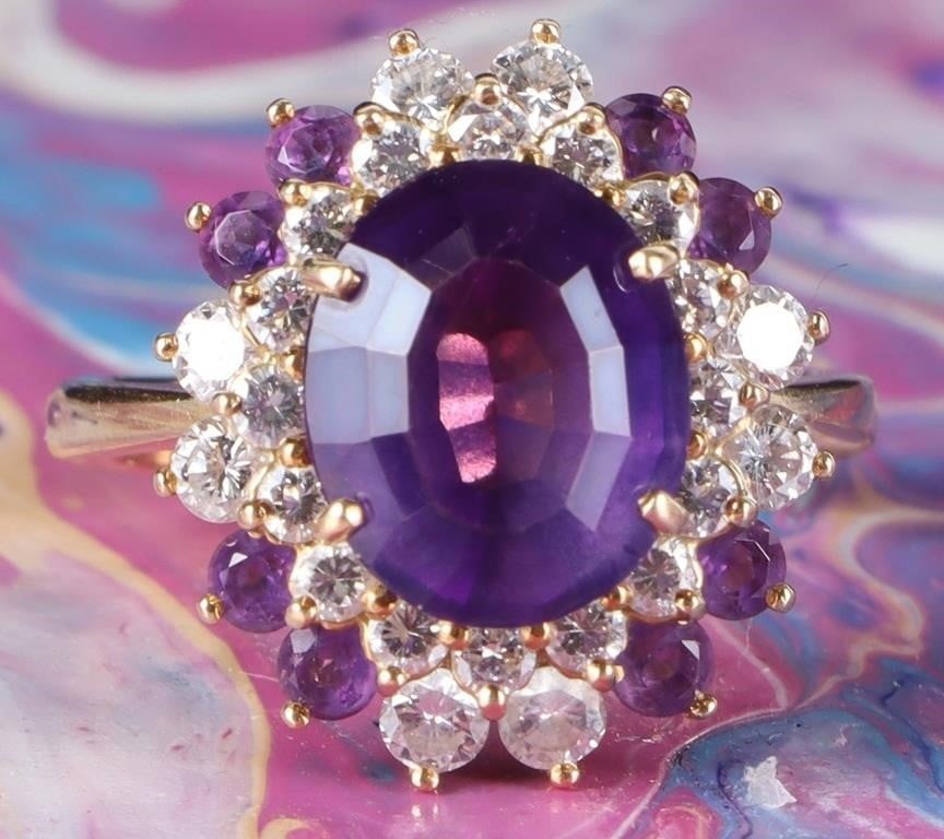 2CT OVAL AMETHYST & DIAMOND 18K COCKTAIL RING (1 of 4)