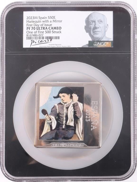 PF70 HARLEQUIN W/ A MIRROR PICASSO SILVER COIN (1 of 3)