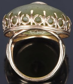 UNIQUE 10K YELLOW GOLD ROMAN GLASS LADIES RING