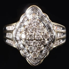 ~1.21CTW DIAMOND CLUSTER BALLERINA LADIES RING