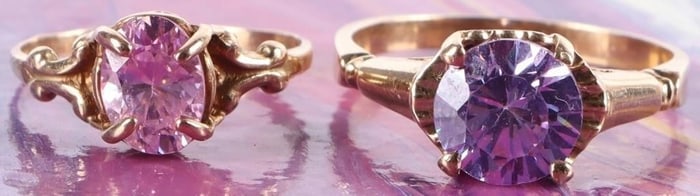 TWO 10K YELLOW GOLD LADIES RINGS W/ GEMSTONES