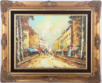 SIGNED WILSON EUROPEAN STREET SCENE PAINTING