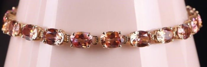 10K YELLOW GOLD LADIES BRACELET W/ SUNSET SAPPHIRE