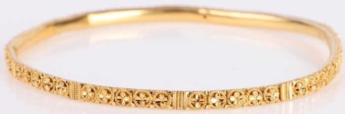 22K YELLOW GOLD FILIGREE BANGLE LADIES BRACELET