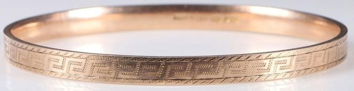 SOLID 9K ROSE GOLD ETCHED BANGLE BRACELET