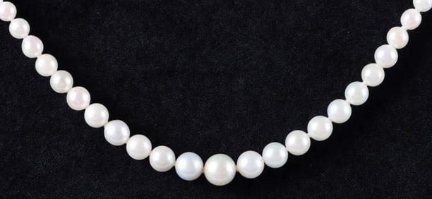 14K WHITE GOLD 18' PEARL NECKLACE