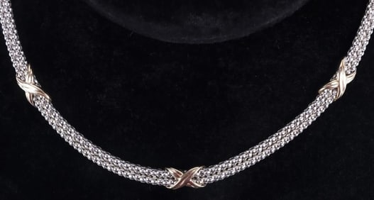 14K WHITE GOLD POPCORN CHAIN NECKLACE ITALIAN MADE