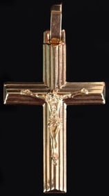 18K YELLOW GOLD CRUCIFIX CROSS PENDANT