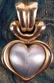 18K YELLOW GOLD TWO TONE HEART PENDANT