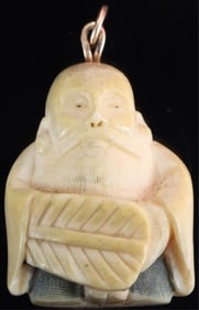 SIGNED JAPANESE NETSUKE 14K GOLD PENDANT