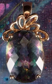 14K YELLOW GOLD LADIES PENDANT W/ 16CT TOURMALINE