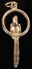 14K YELLOW GOLD BIRD ON PERCH LADIES PENDANT