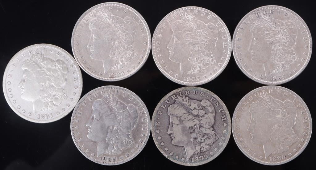 ASSORTED 90% SILVER 1800'S MORGAN DOLLARS - (7) (1 of 2)