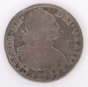 1797 MEXICO 8 REALES 90% SILVER COIN W/ CHOP MARKS