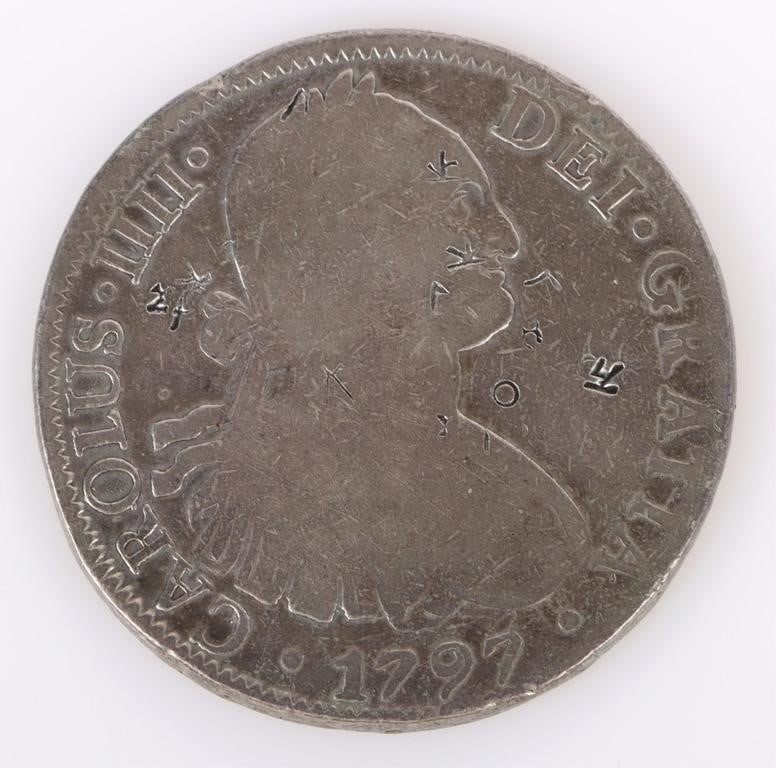 1797 MEXICO 8 REALES 90% SILVER COIN W/ CHOP MARKS (1 of 2)