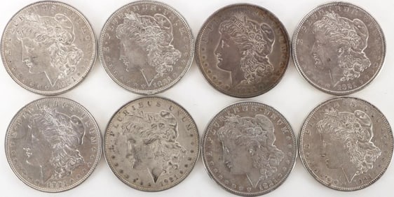 ASSORTED 90% SILVER MORGAN DOLLARS - (8)