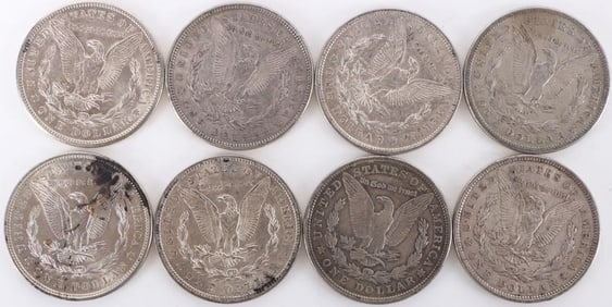 ASSORTED 90% SILVER MORGAN DOLLARS - (8)