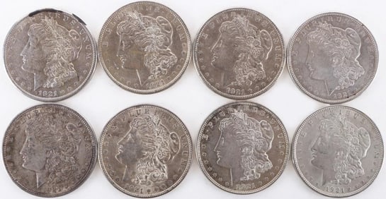 ASSORTED 90% SILVER MORGAN DOLLARS - (8)