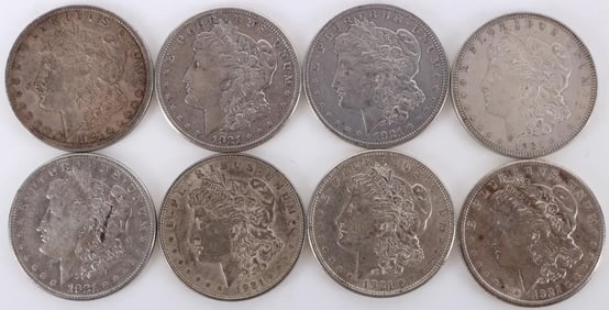 ASSORTED 90% SILVER MORGAN DOLLARS - (8)
