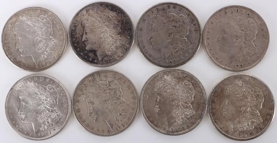 ASSORTED 90% SILVER MORGAN DOLLARS - (8)