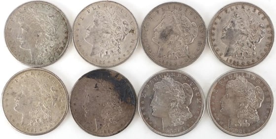 ASSORTED 90% SILVER MORGAN DOLLARS - (8)